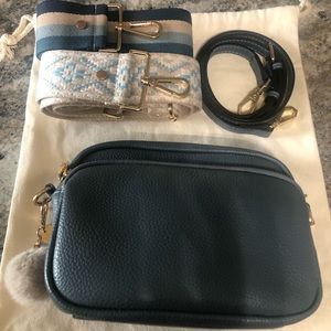 Pom Pom London Mayfair Bag- Steel Blue w/ 3 straps